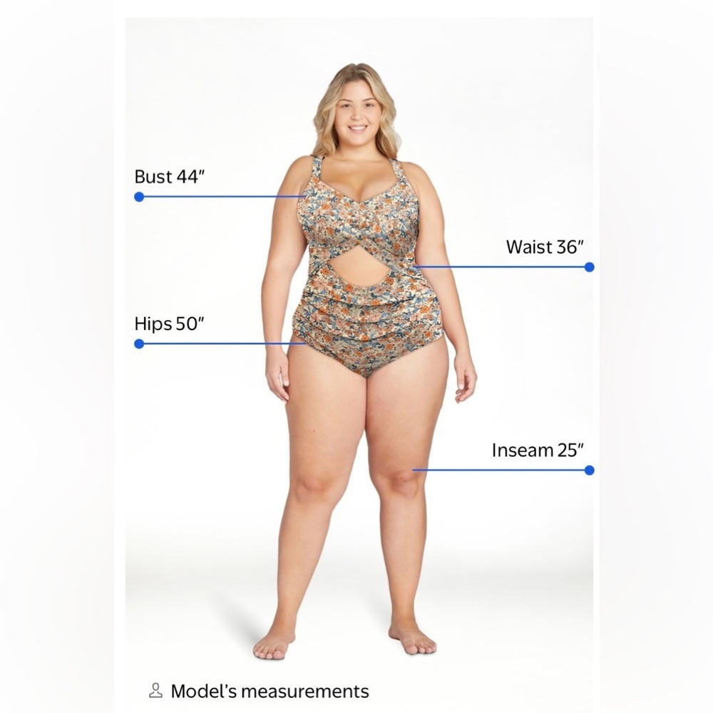 🌺 a.Jesdani Floral Cutout One‑Piece Swimsuit – XXL – Tummy Control, Push‑Up - Picture 2 of 9